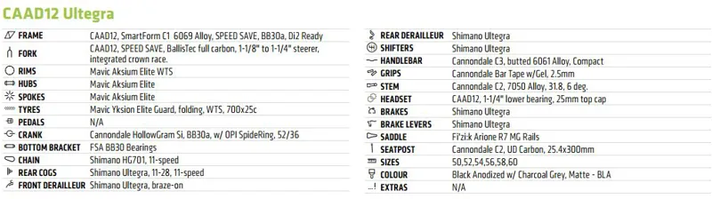 CAAD 12 Ultegra Spec